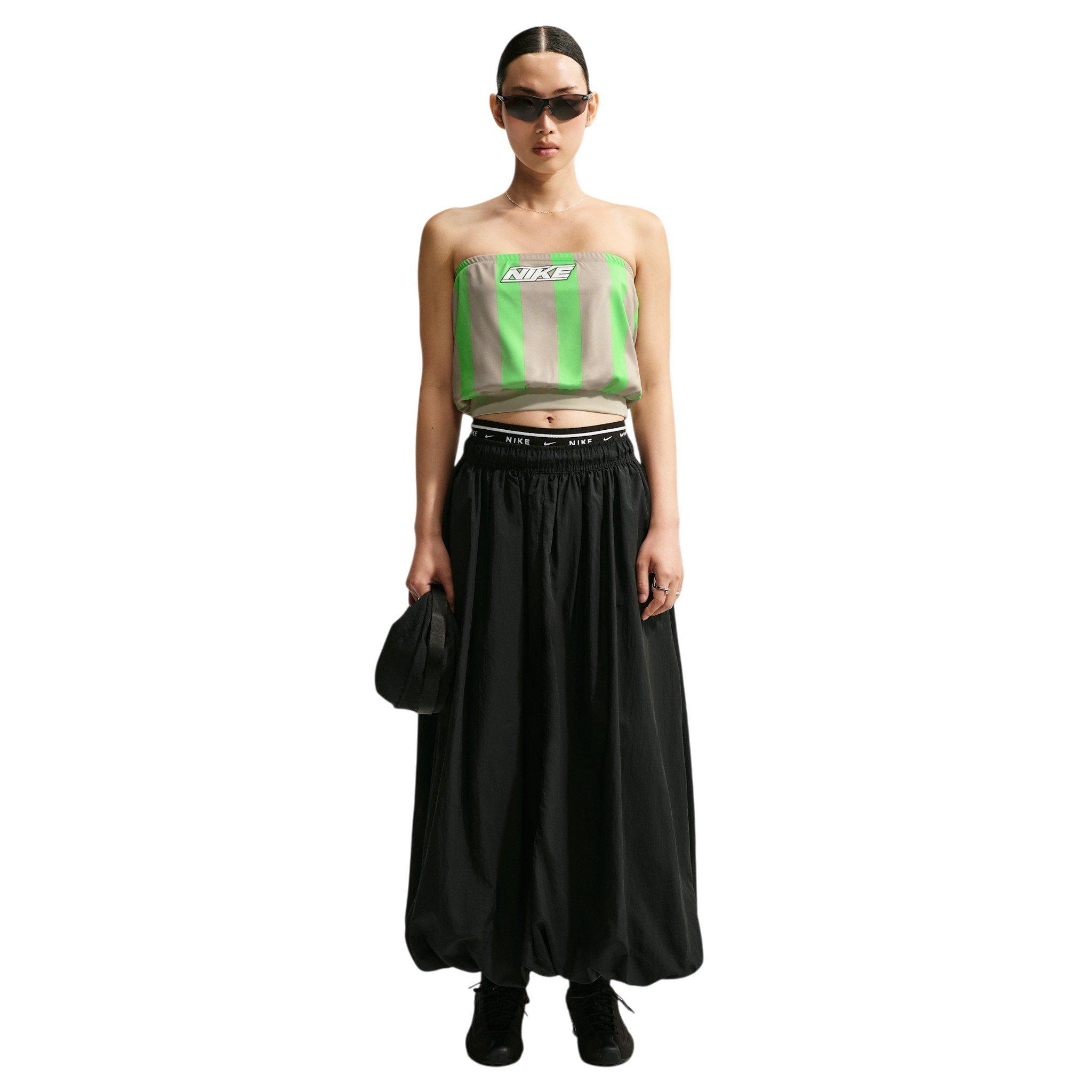 Nike Women's Sportswear Slim Striped Jersey Tube Top - Brown/Green - BROWN/GREEN